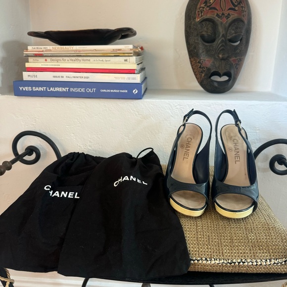 Chanel Peep-Toe Slingback Heels